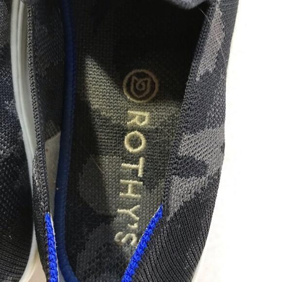 Rothy’s black grey camo slip on loafers sneakers 7.5 casual walking comfort - Picture 4 of 7